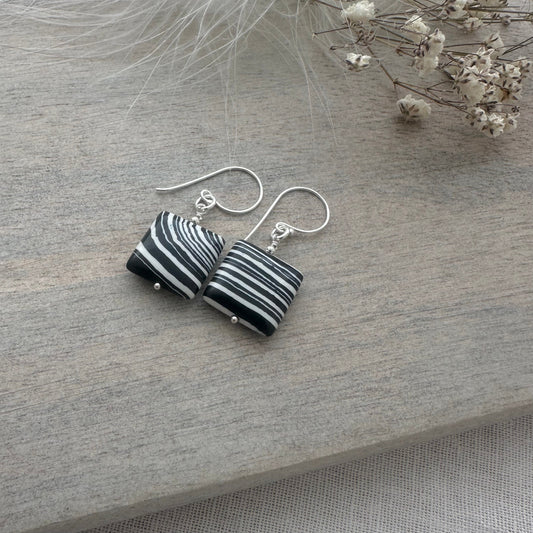 Workshop Specials zebra bead drop earrings