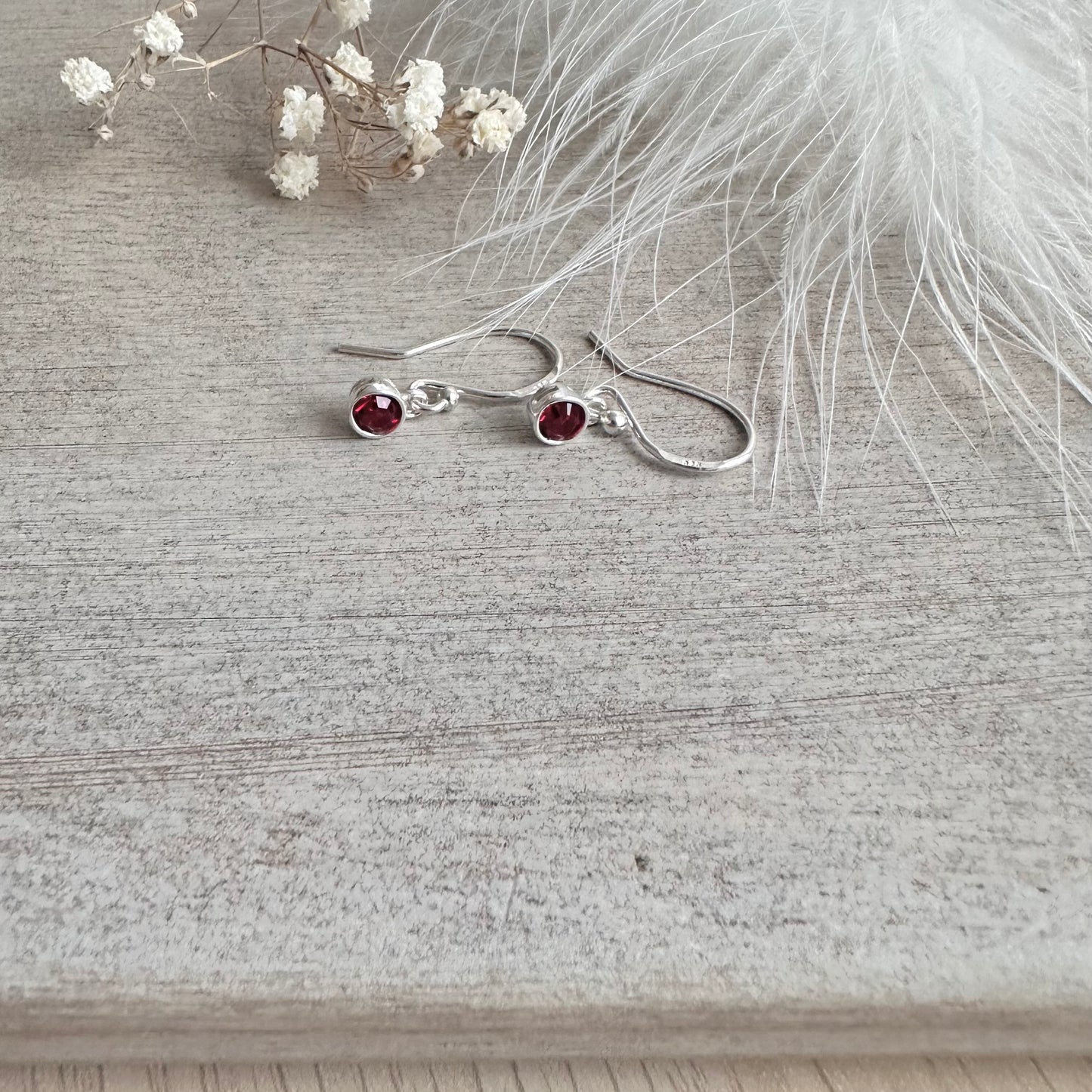 Dainty Drop Earrings birthstone crystal gems