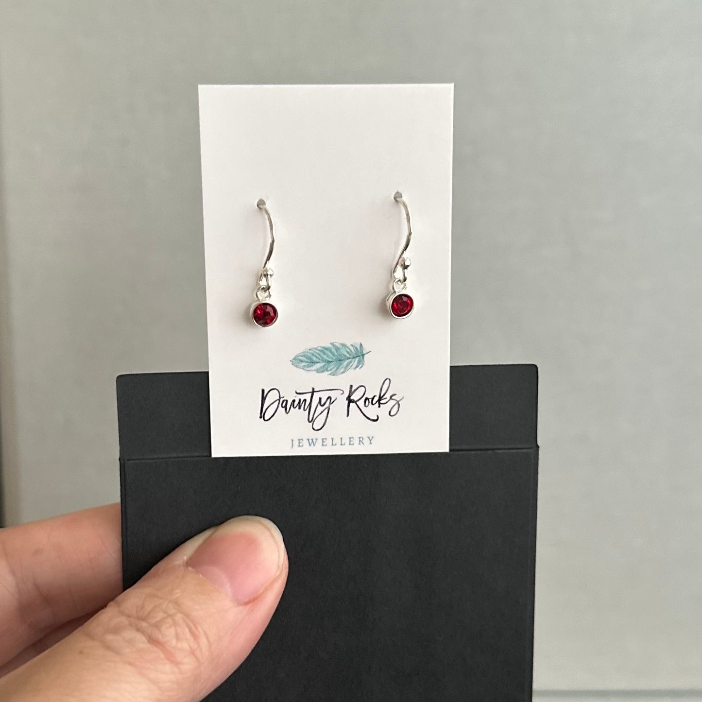 Dainty Drop Earrings birthstone crystal gems