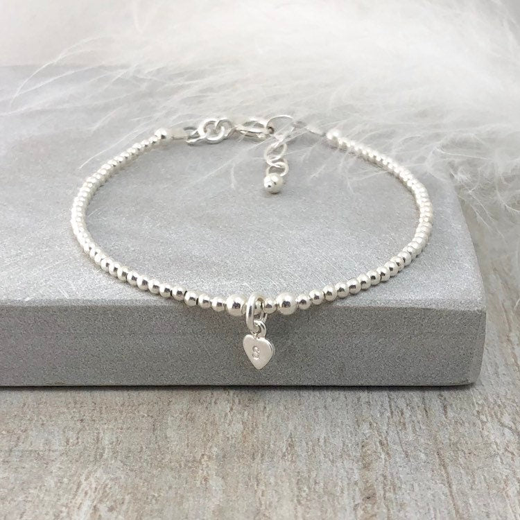 SECONDS : IMPERFECT Tiny Family Initial Bracelet , Personalised Dainty Sterling Silver Jewellery