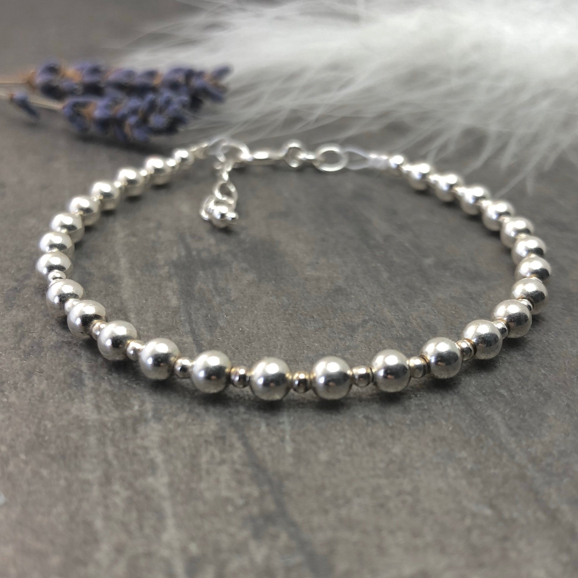 Sterling Silver Bracelet 5mm beads, Stacking Bracelet