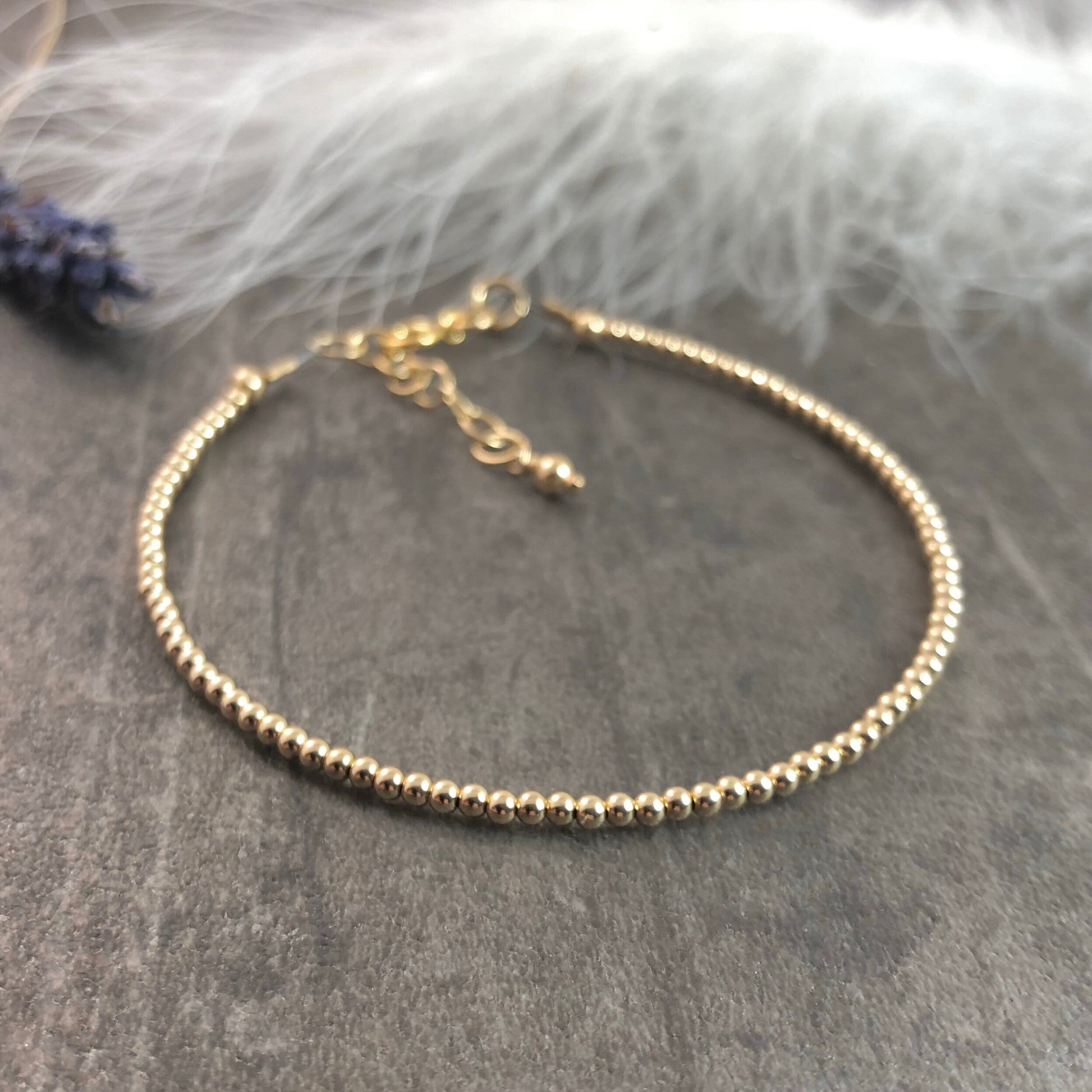 Dainty Gold Filled Bracelet, Gold Fill Bead Jewellery
