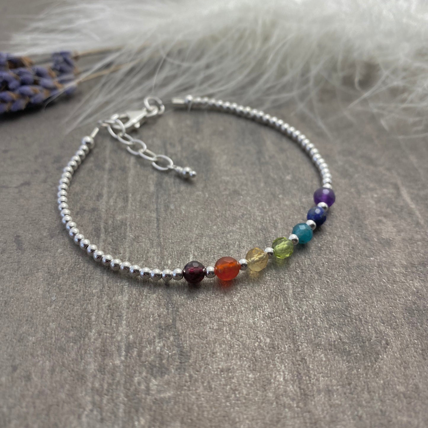 Dainty Rainbow Bracelet, gemstone jewellery with Crystals nft