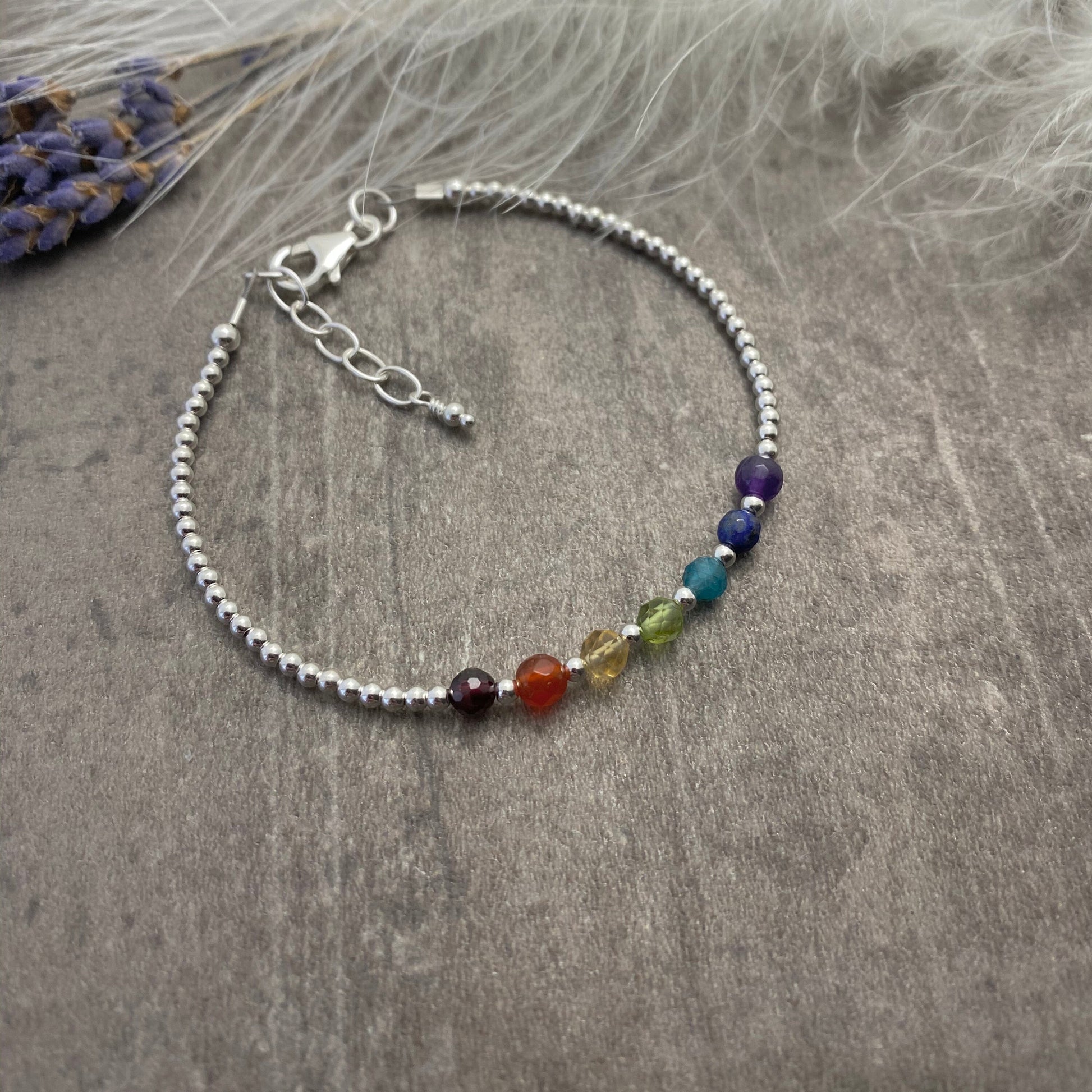 Dainty Rainbow Bracelet, gemstone jewellery with Crystals nft