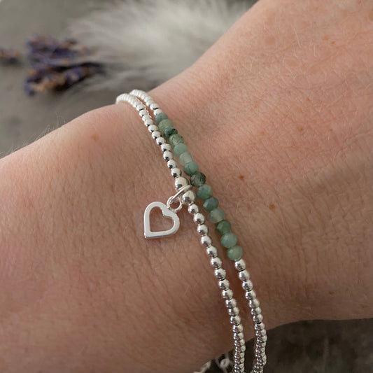 Set of Green Emerald Bracelets, May Birthstone