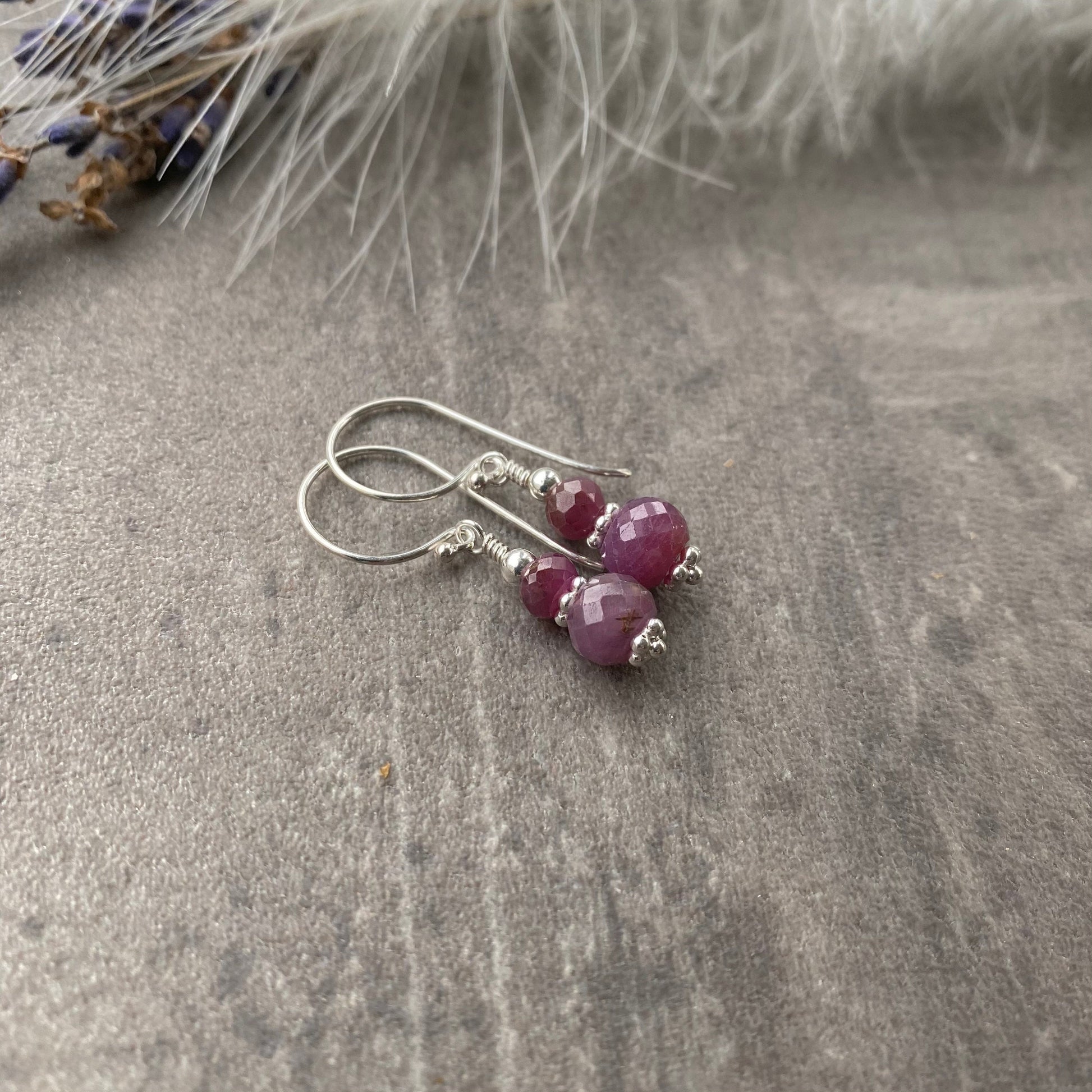 July Birthstone Ruby Earrings, Ruby Jewellery