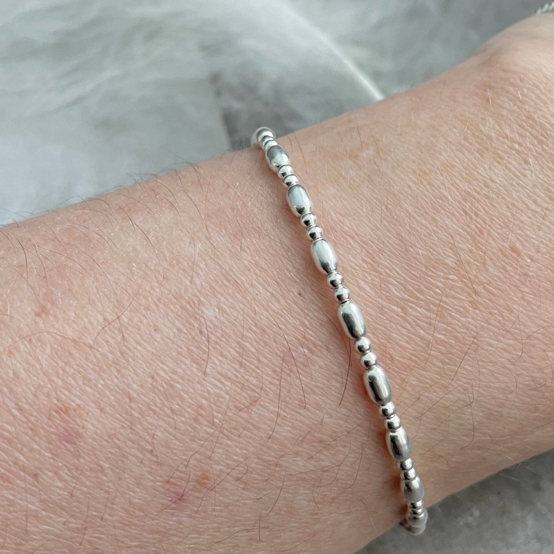 Sterling Silver Oval Layering bracelet, Stacking Bracelets for women