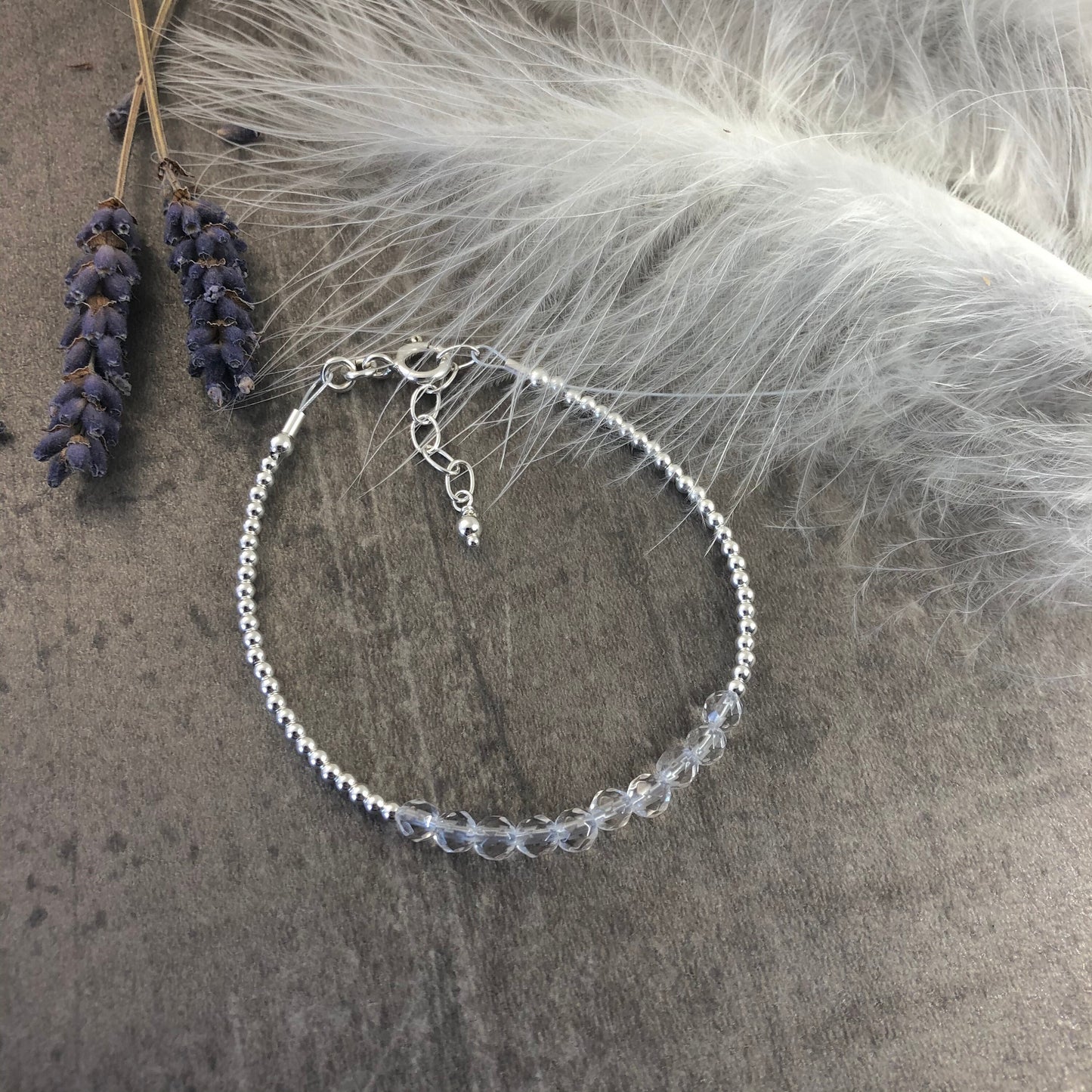 Dainty crystal quartz bracelet, April Birthstone bracelet nft