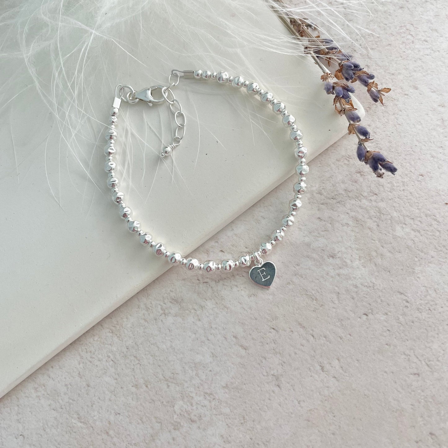 Personalised Heart Charm Bracelet, Sterling Silver bracelet nft