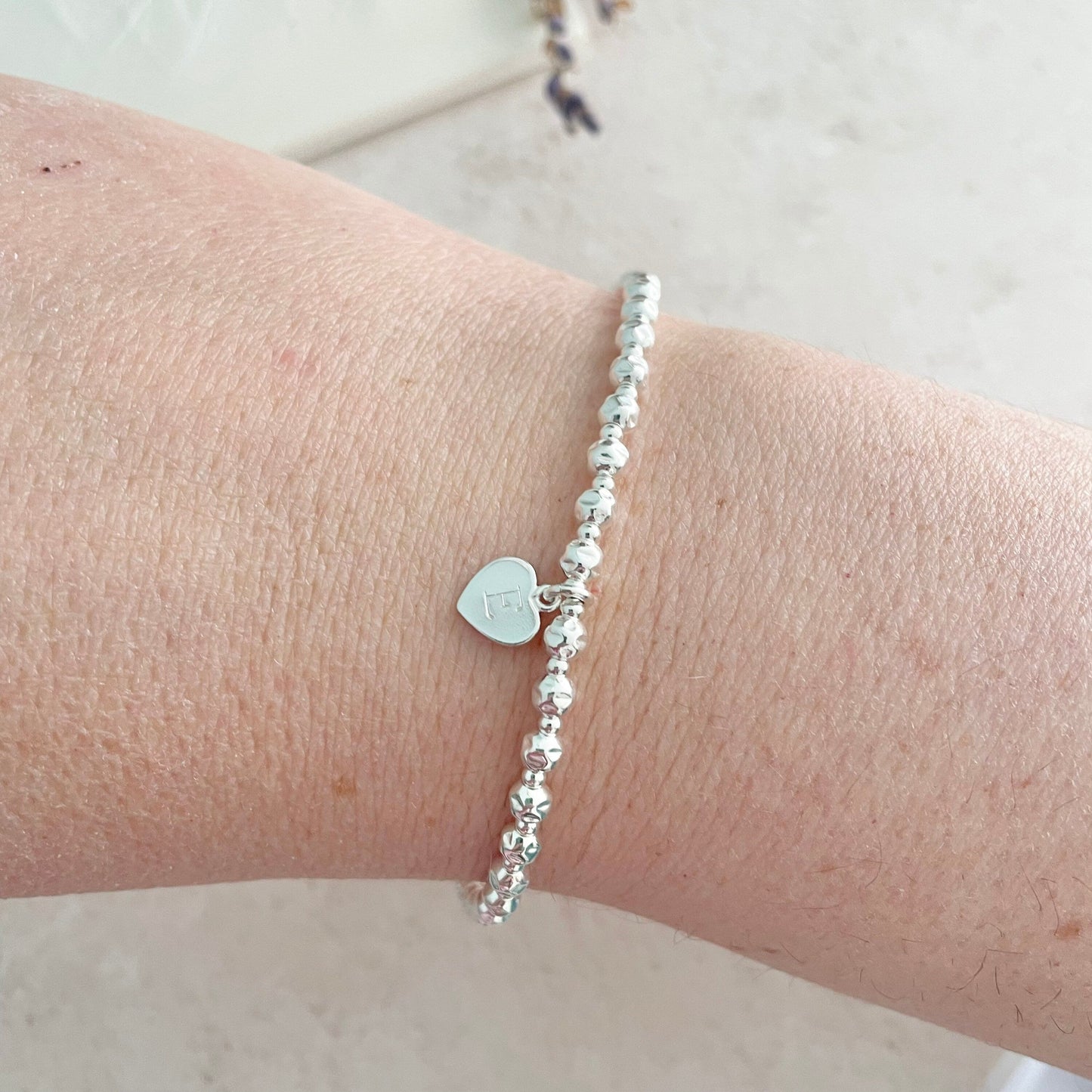 Personalised Heart Charm Bracelet, Sterling Silver bracelet nft