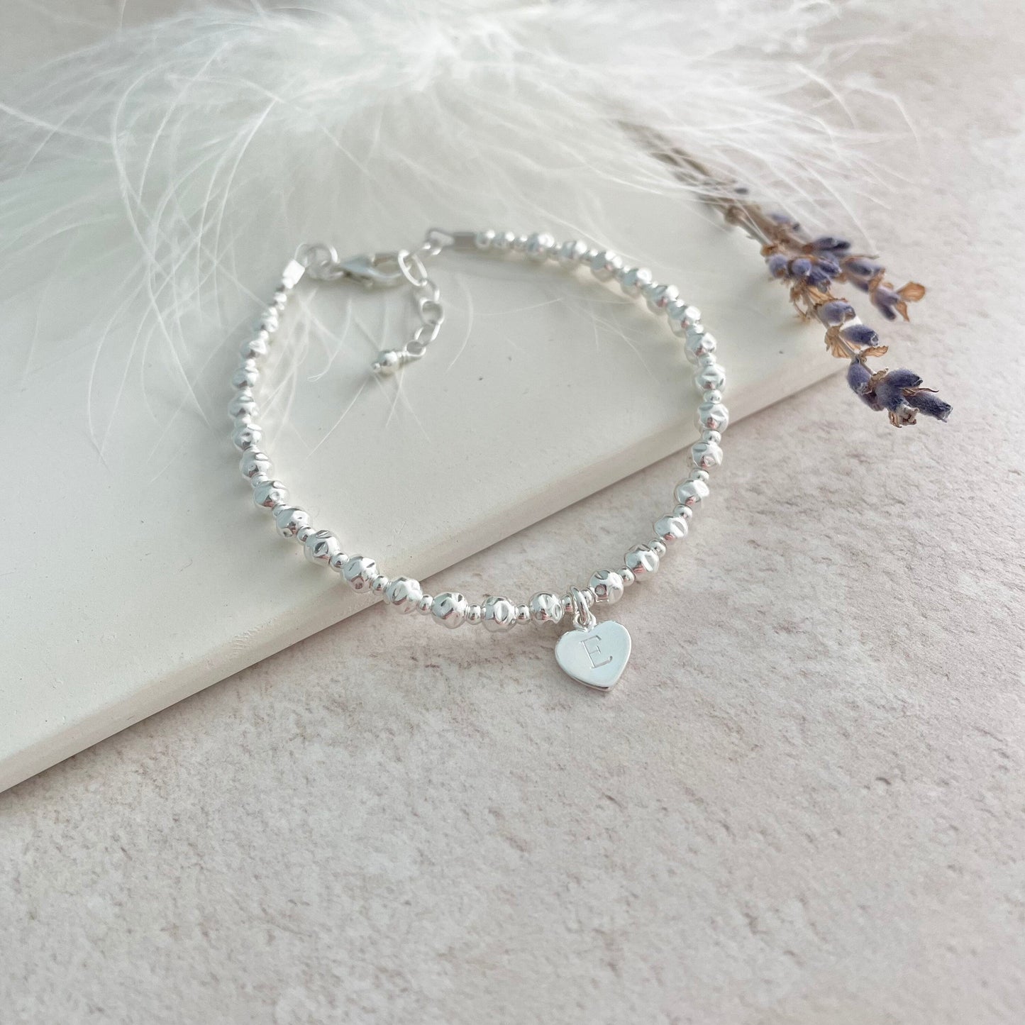 Personalised Heart Charm Bracelet, Sterling Silver bracelet nft