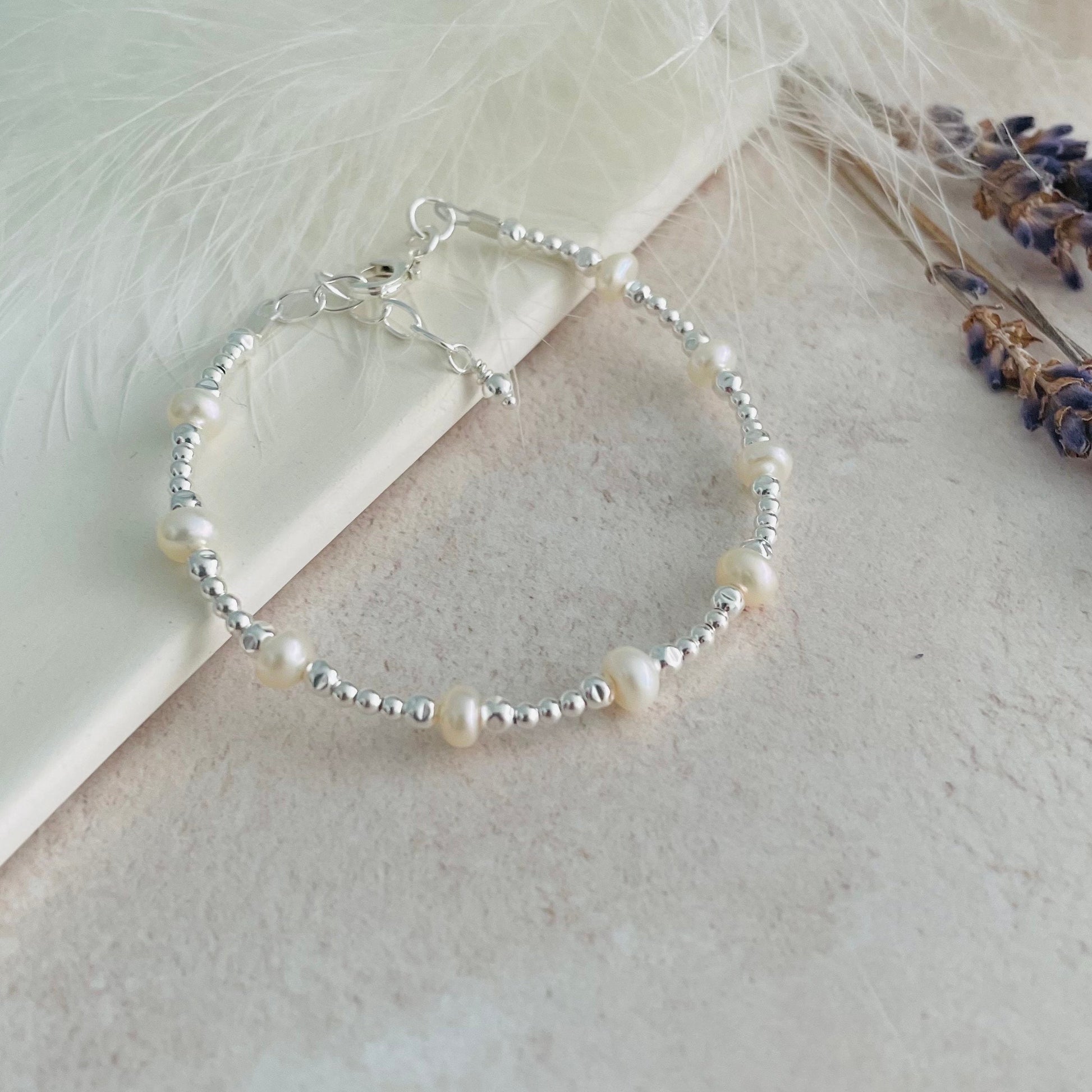 Sterling Silver and Pearl Bracelet, June Birthstone Pearl Jewellery