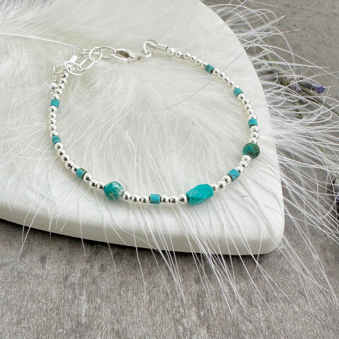 Dainty December Birthstone Turquoise Silver Bracelet, Bracelets for Women nft