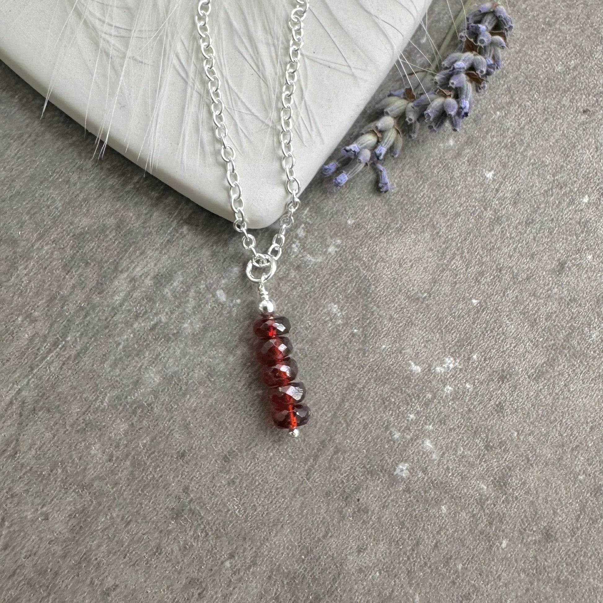 Dainty Garnet necklace, January birthstone