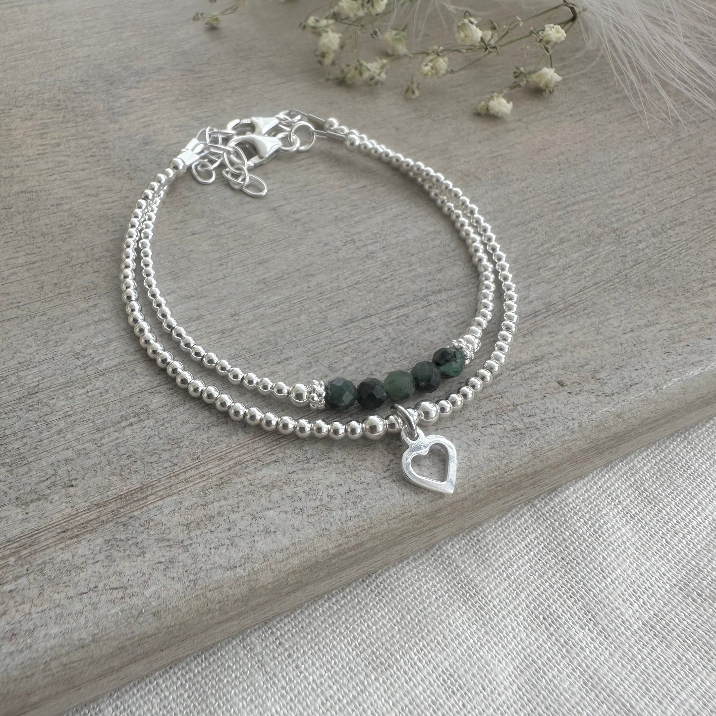 Set of Emerald Bracelets, May Birthstone