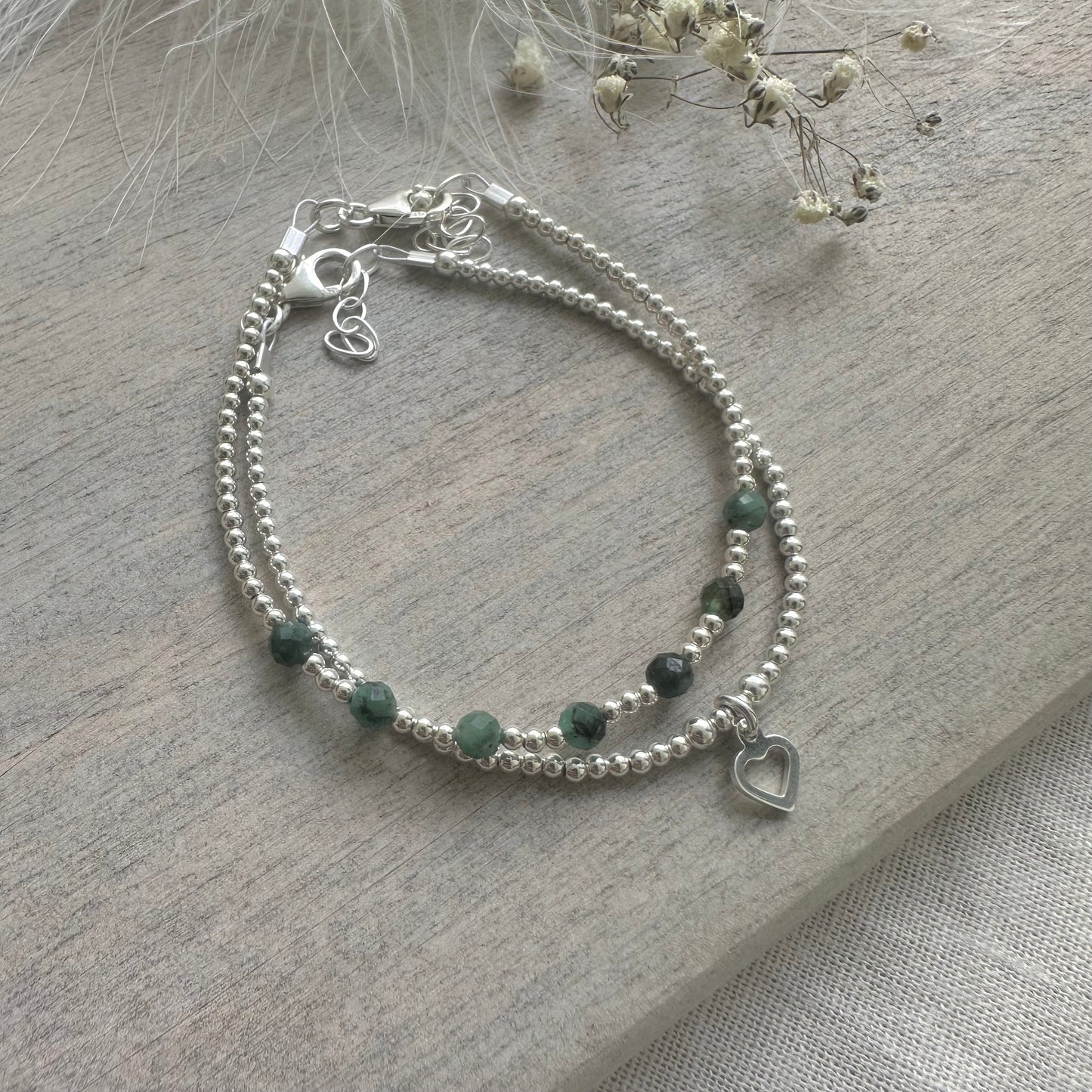 Emerald May Birthstone Bracelet Set in Sterling Silver