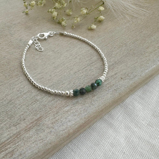 Green Emerald Bracelet, May Birthstone