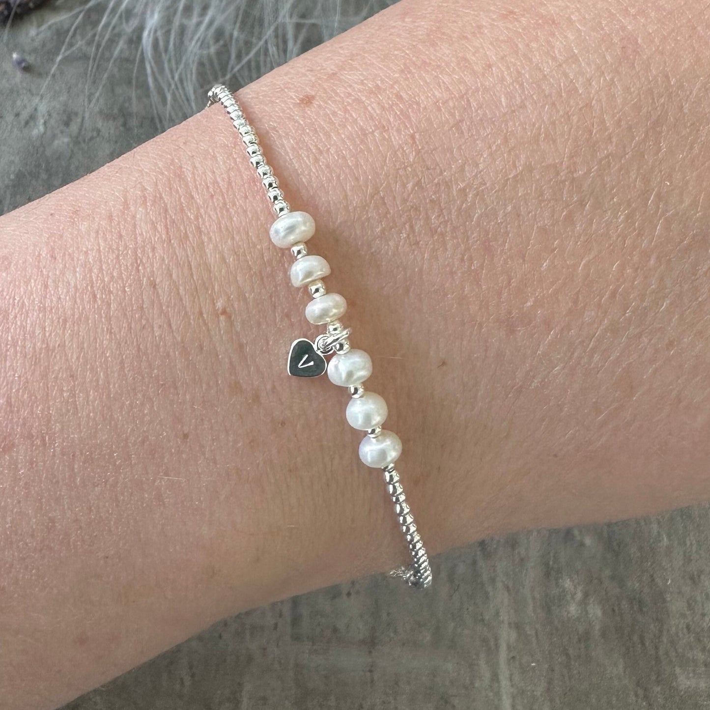 Personalised Pearl Bracelet, Dainty June Birthstone Jewellery in Sterling Silver