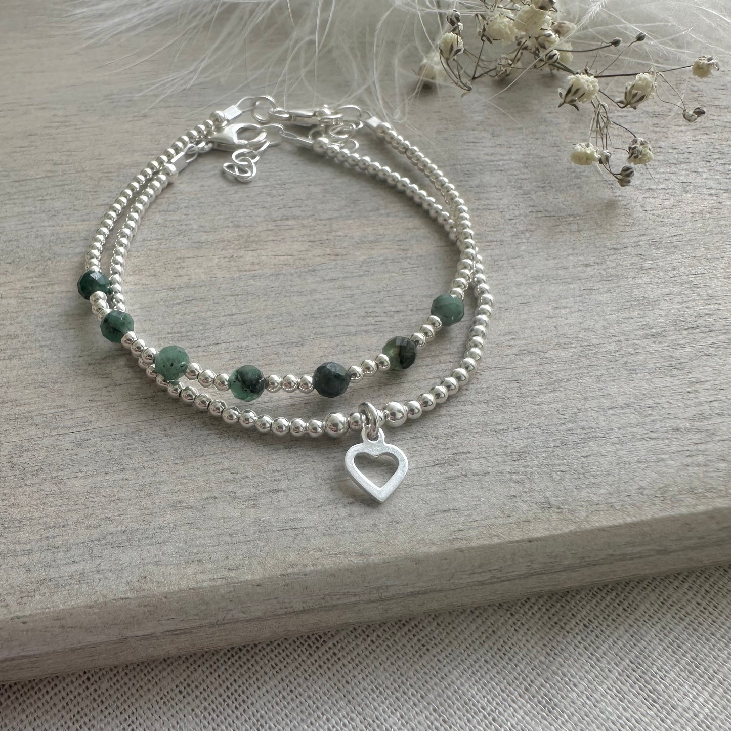 Emerald May Birthstone Bracelet Set in Sterling Silver