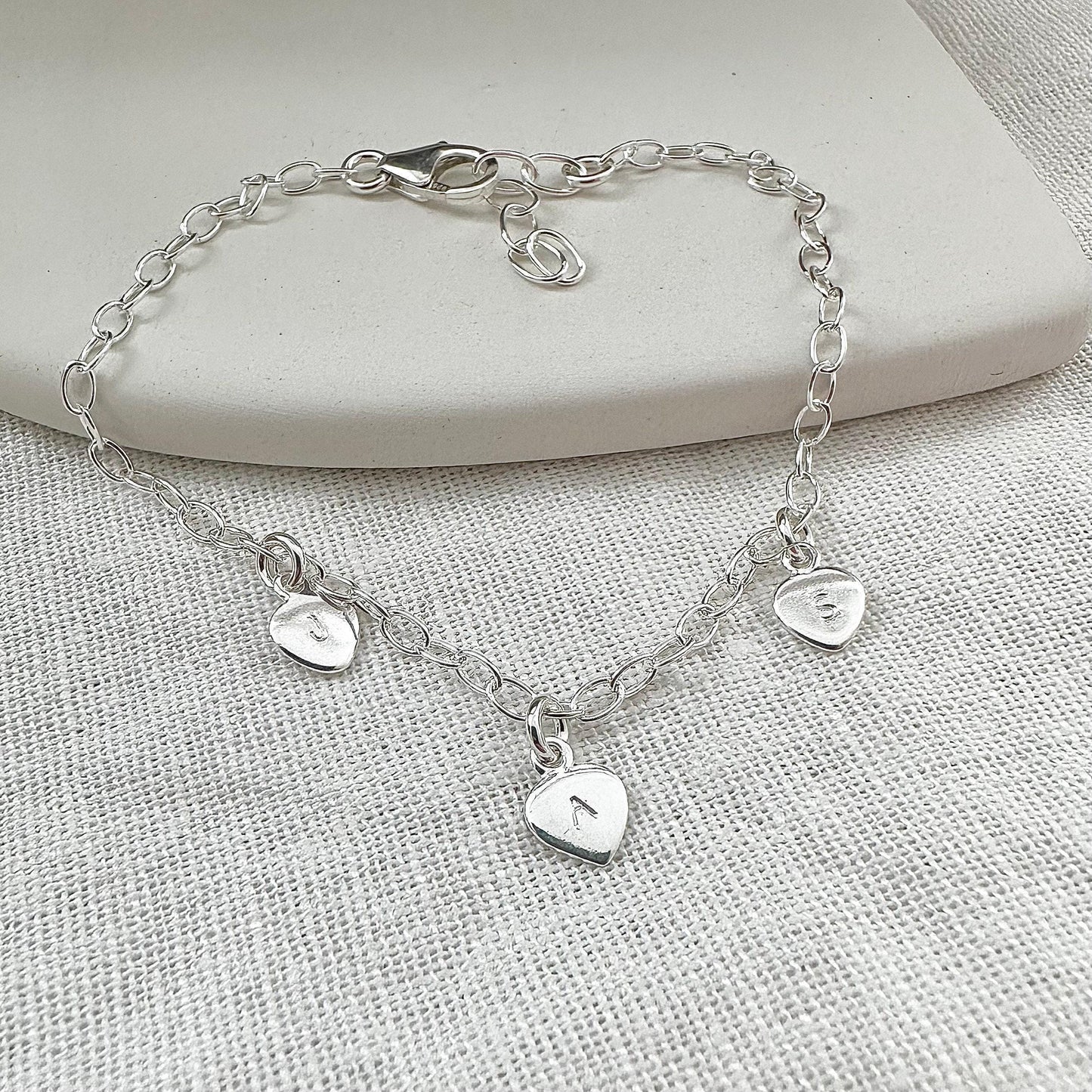 Tiny Initials Bracelet with Family Initials, Sterling Silver Chain Jewellery