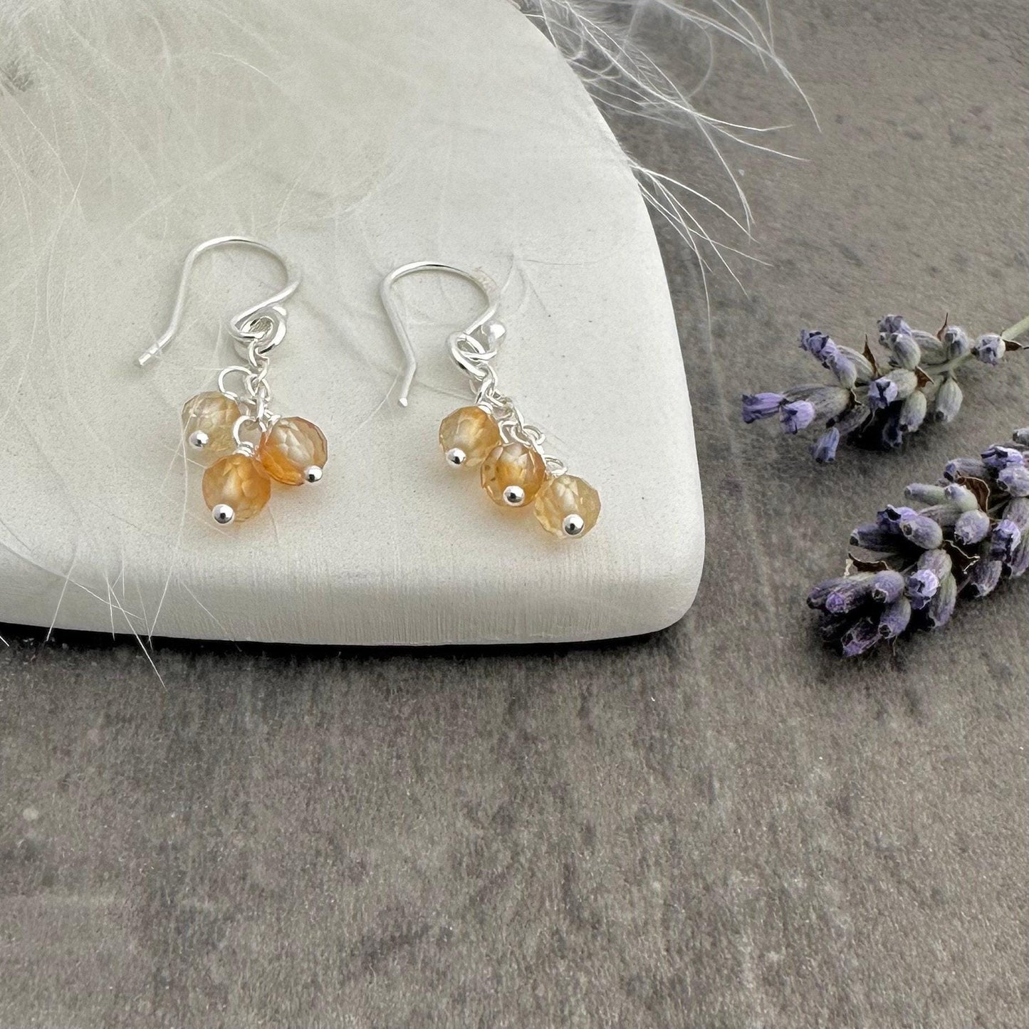 Sterling Silver Citrine November Birthstone Earrings, Cascade Earrings