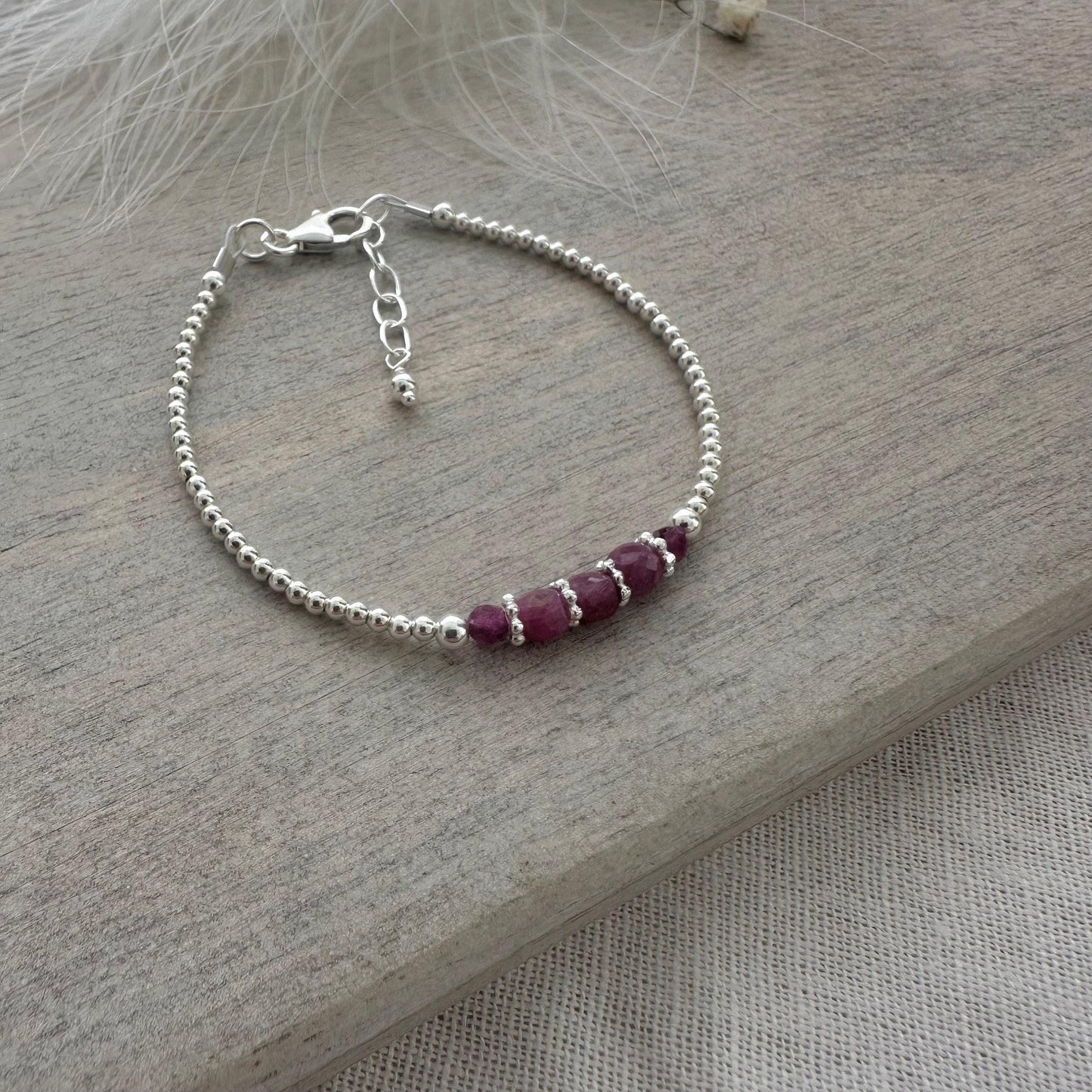 July Birthstone Bracelet, Ruby Bracelet