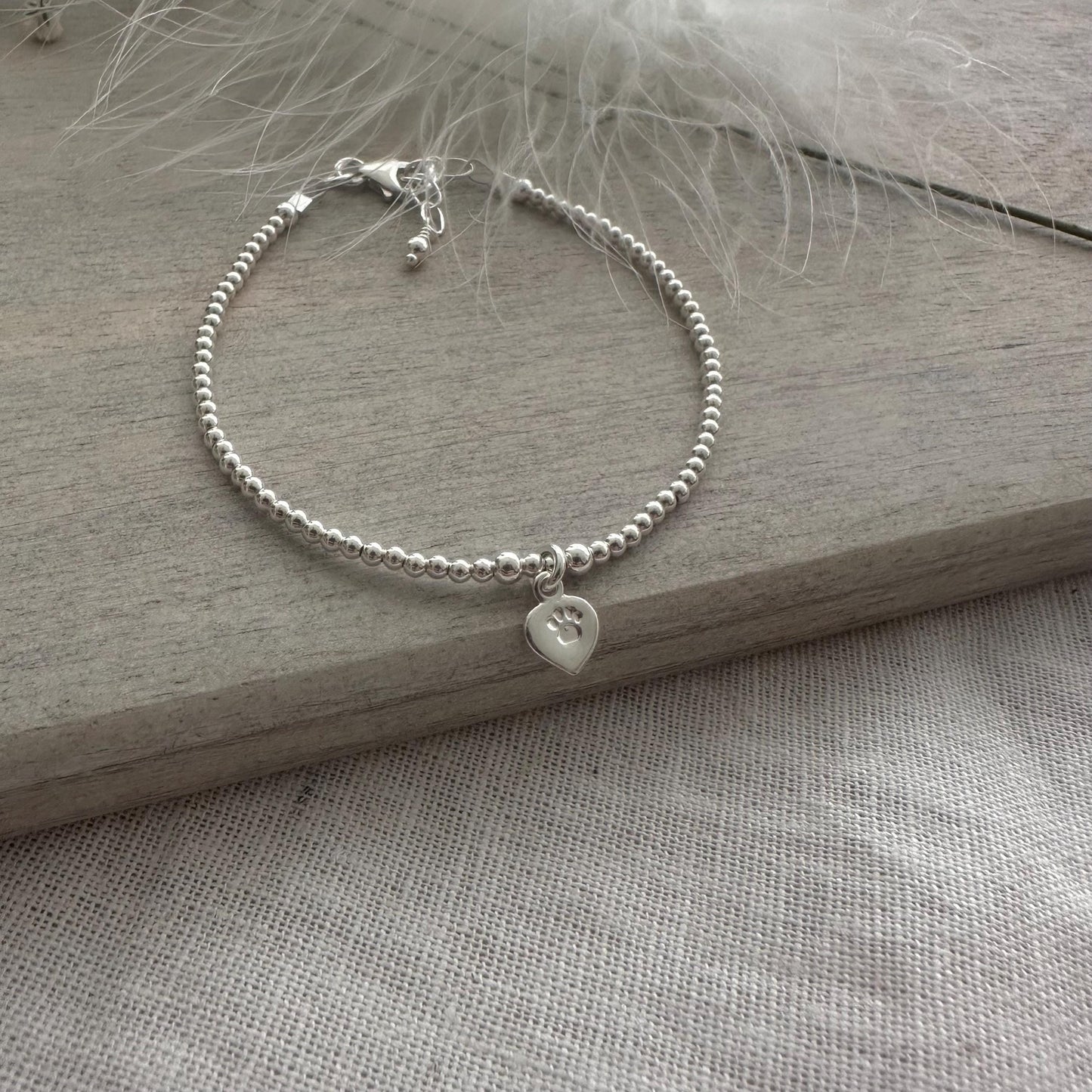Paw Bracelet sterling silver, Cat mum gift