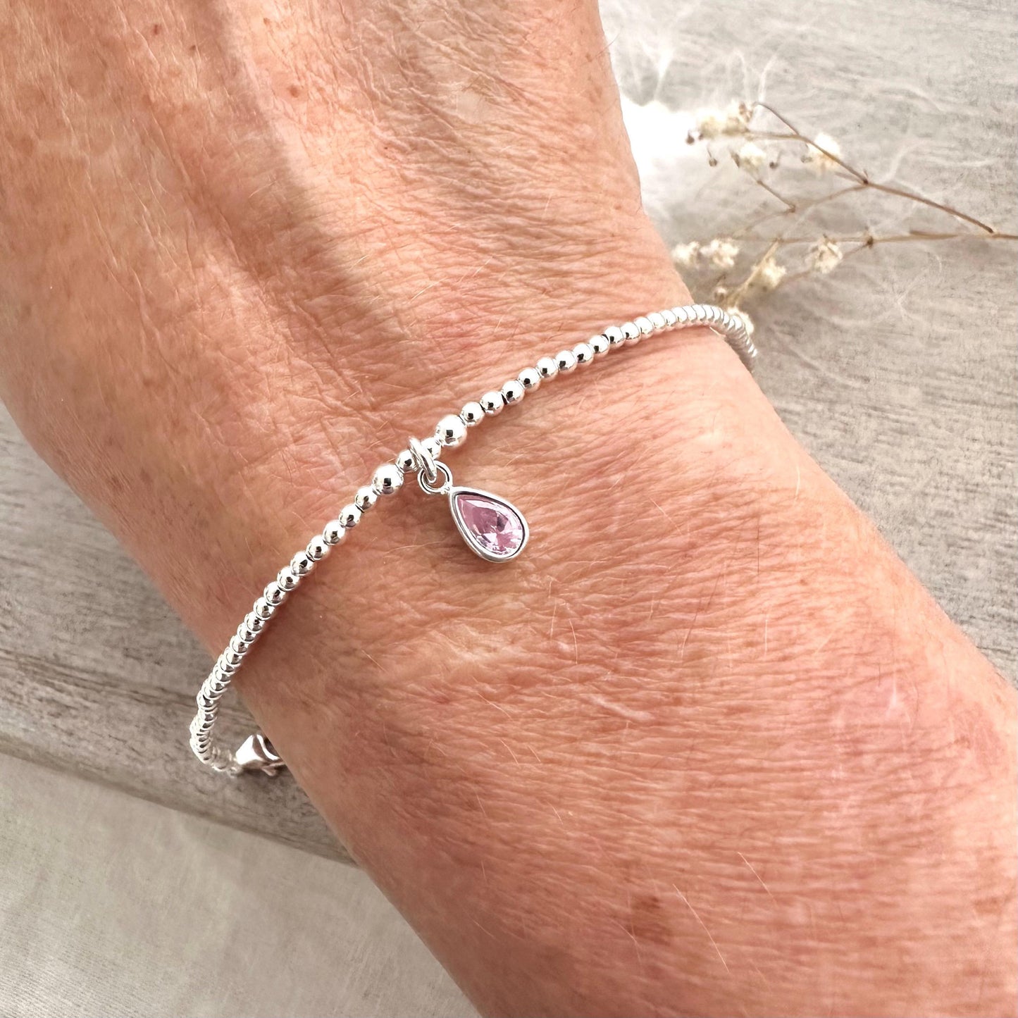 Cubic Zirconia Birthstone Bracelet, Birthday gift for women