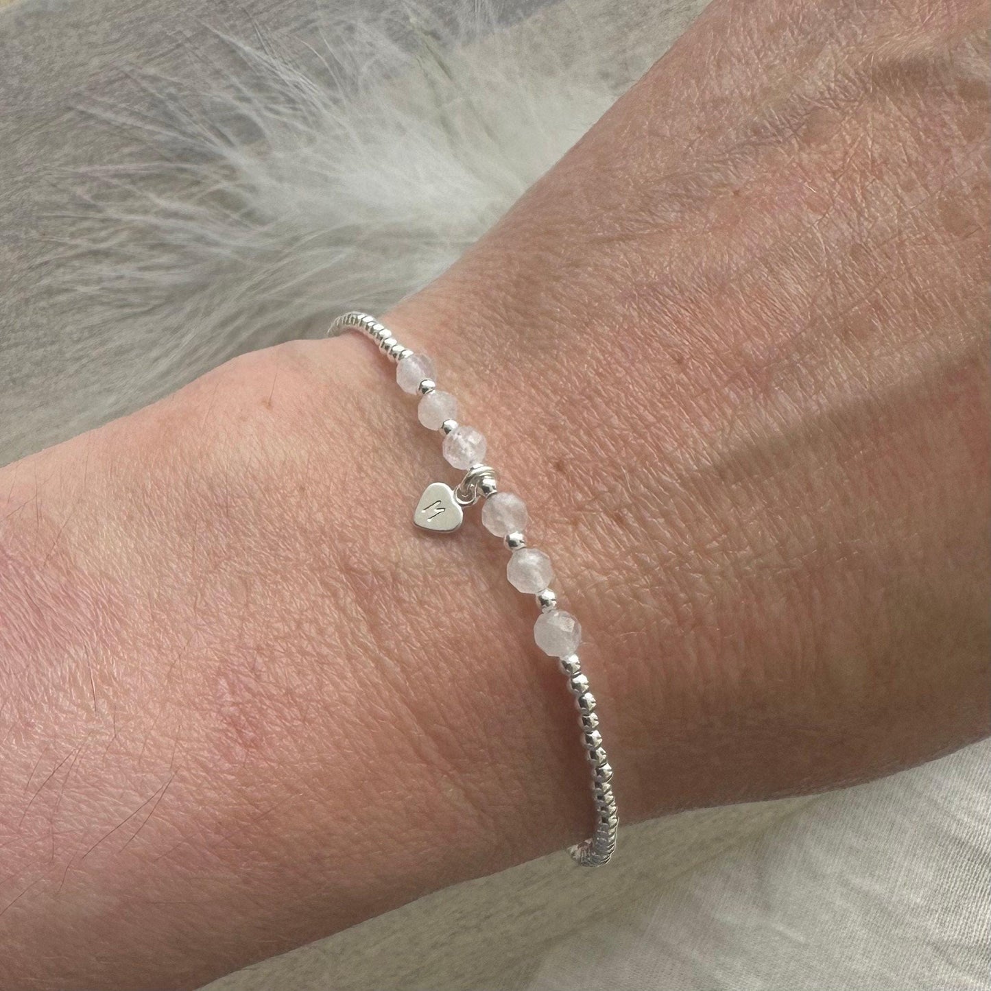 Personalised Moonstone Bracelet, , Dainty June Birthstone Jewellery in Sterling Silver