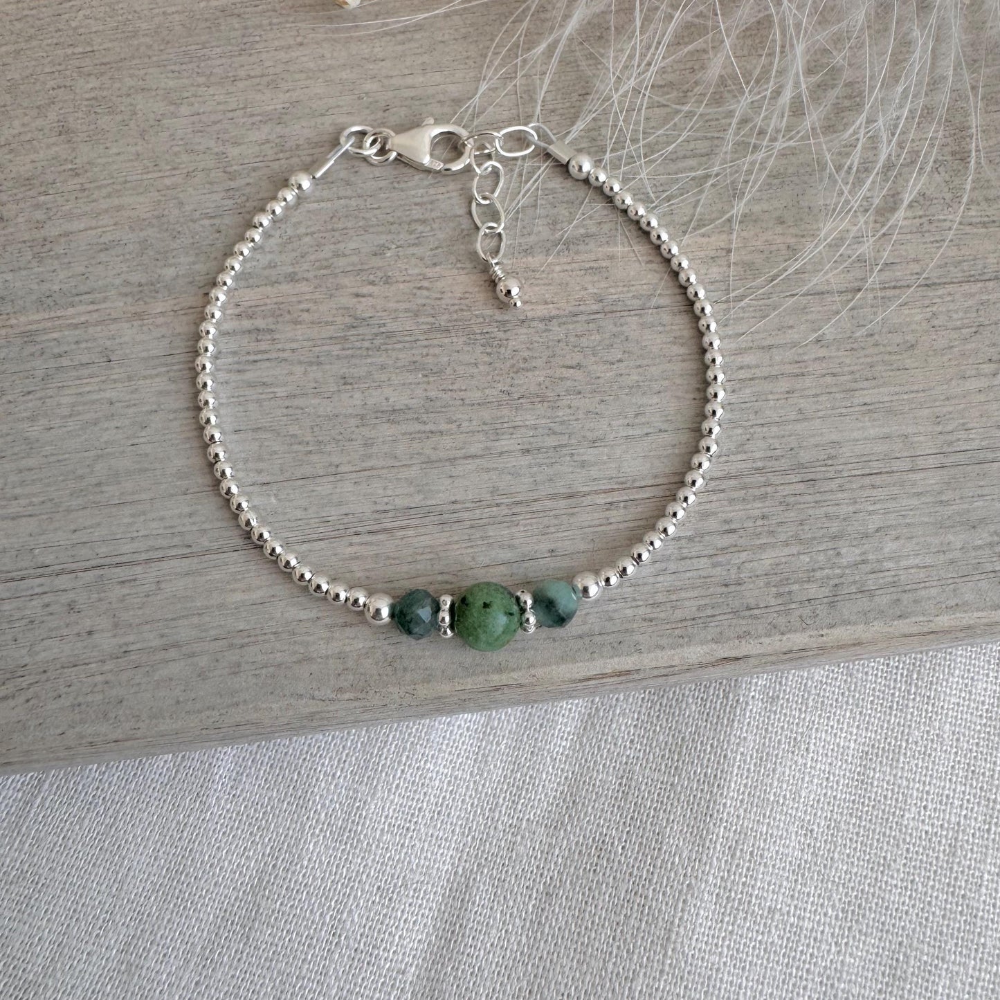 Emerald & Zoisite Bracelet, May Birthstone