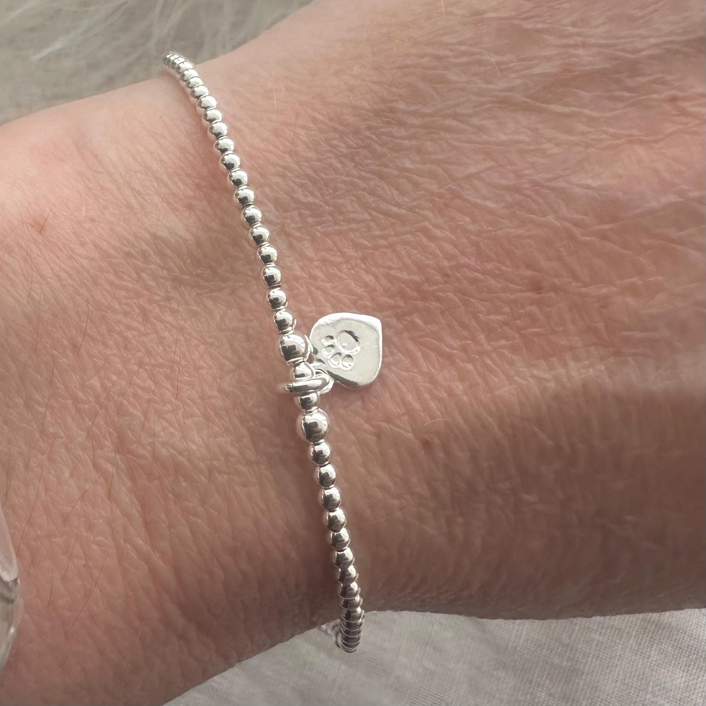 Paw Bracelet sterling silver, Cat mum gift