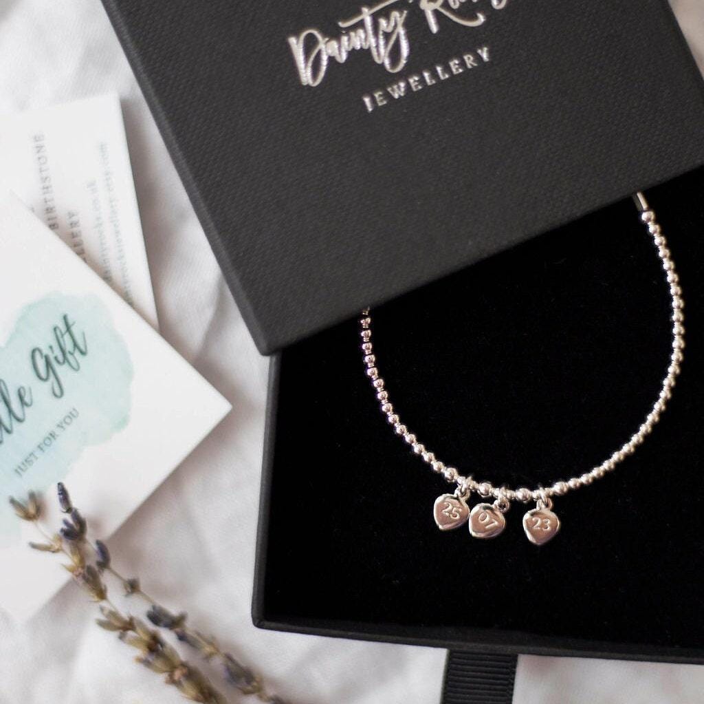 Wedding Date Bracelet, Gift for bride Valentine's Day – Dainty