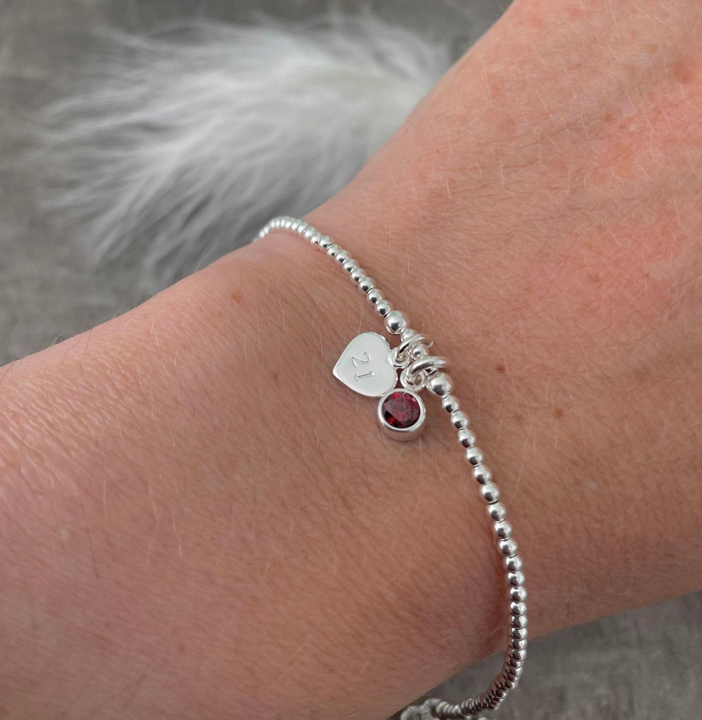 21st Birthday Milestone Gift, Dainty Bracelet with Cubic Zirconia Birthstone