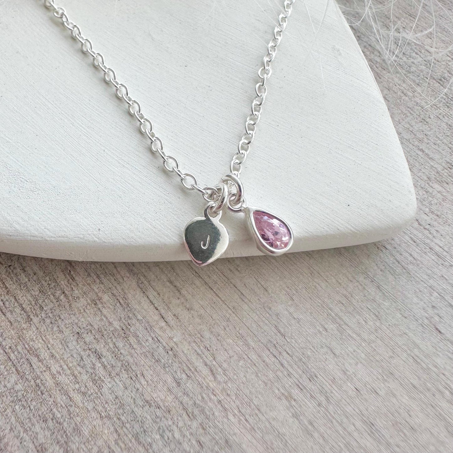 Personalised October Cubic zirconia Crystal Birthstone Initial Necklace, October Birthday gift for women