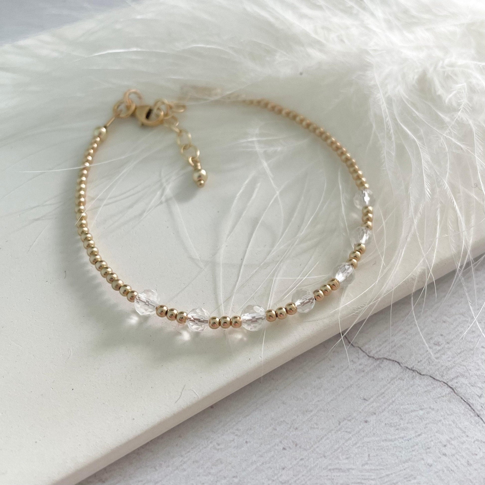 Gold Fill Birthstone bracelet, gemstone stacking bracelet gold