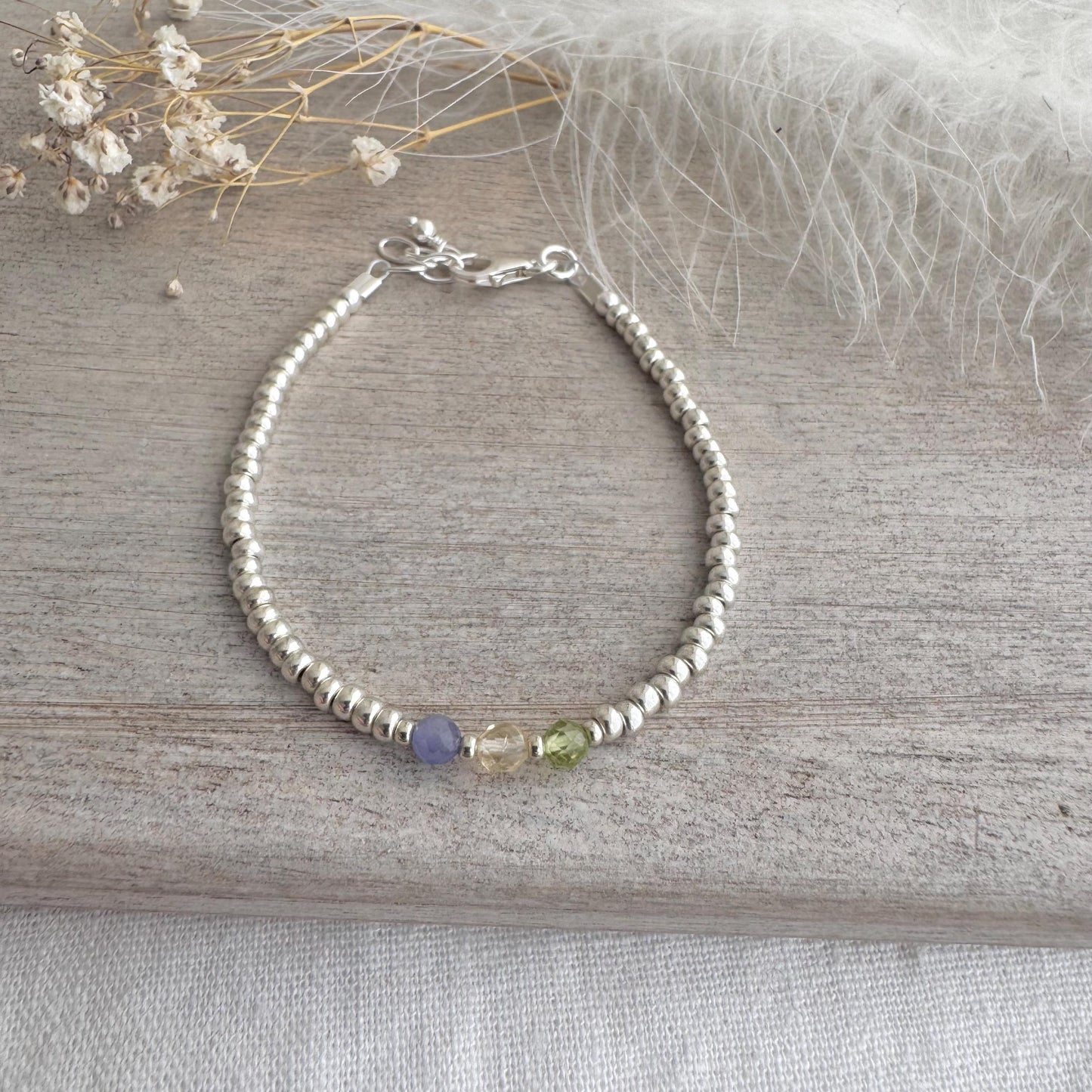Family Birthstones Seed Bead Bracelet for Mum, with Childrens birthstones