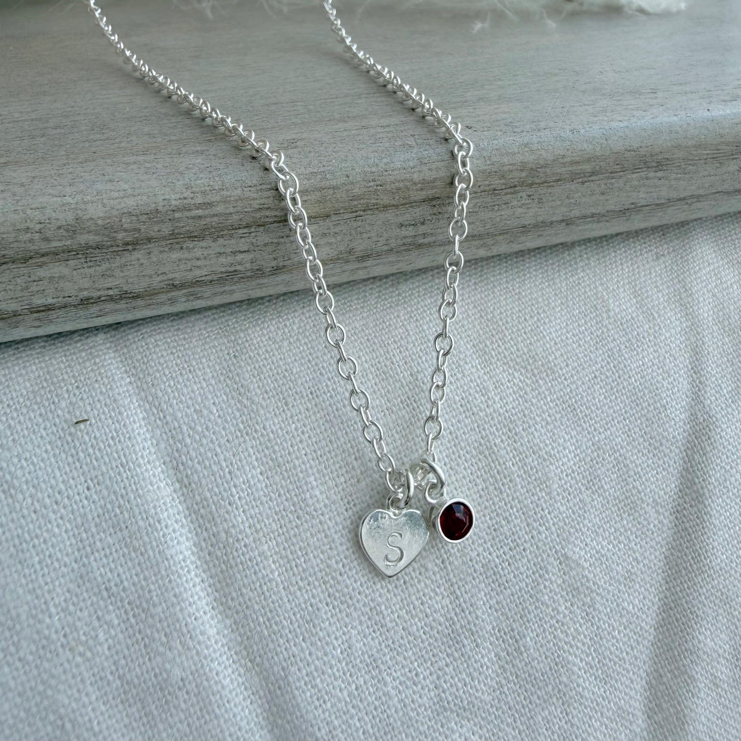 Personalised January CZ Crystal Birthstone Initial Necklace, January Birthday gift for women