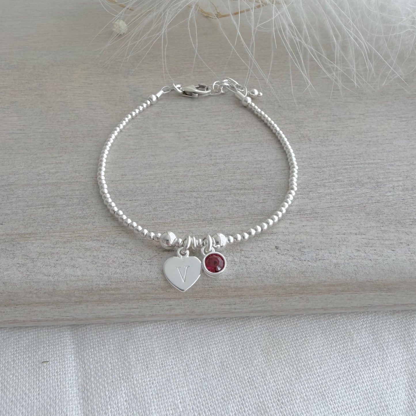 Keepsake January Personalised Bracelet with birthstone crystal, Gift for women or teen
