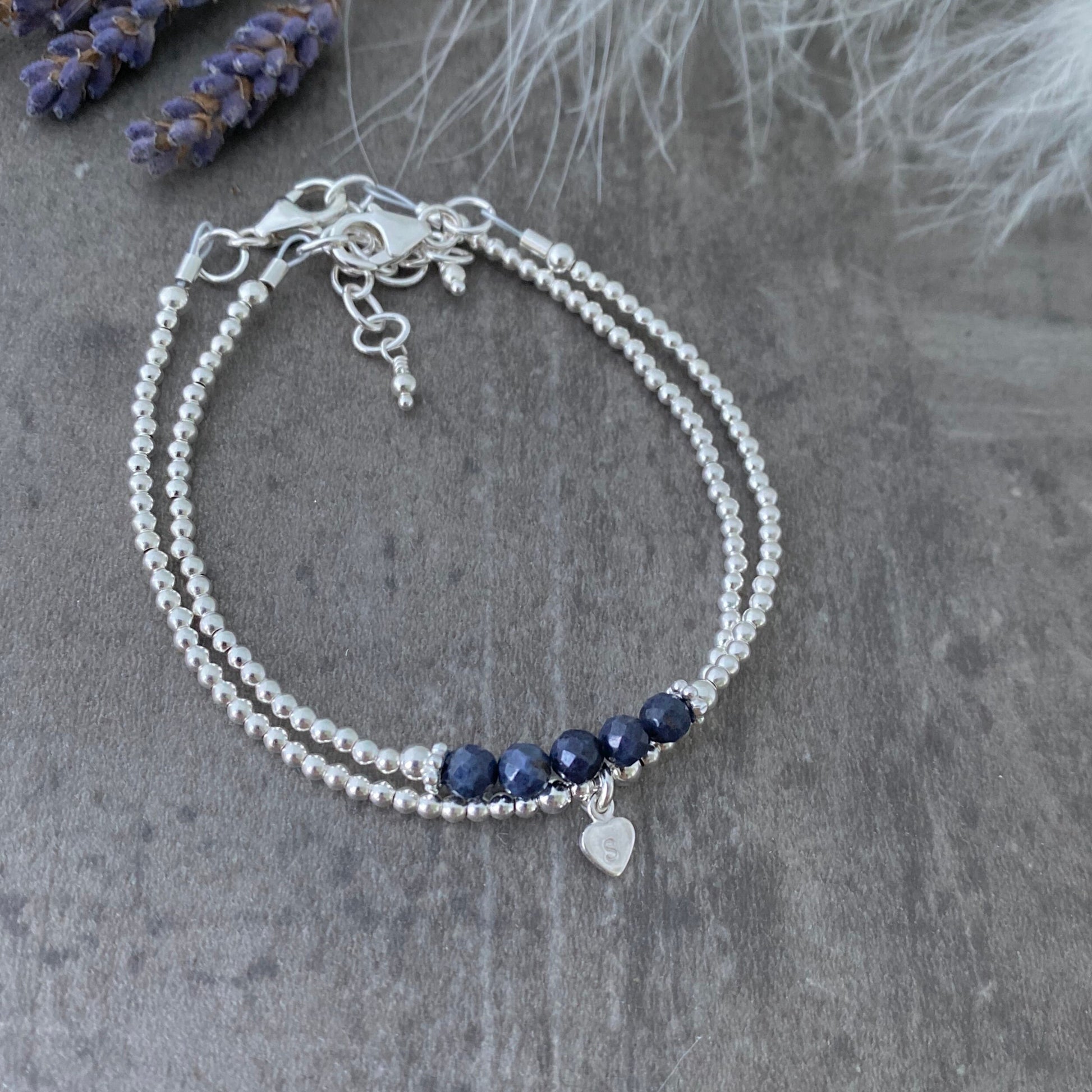Personalised Sapphire Bracelet Set, September Birthstone Jewellery