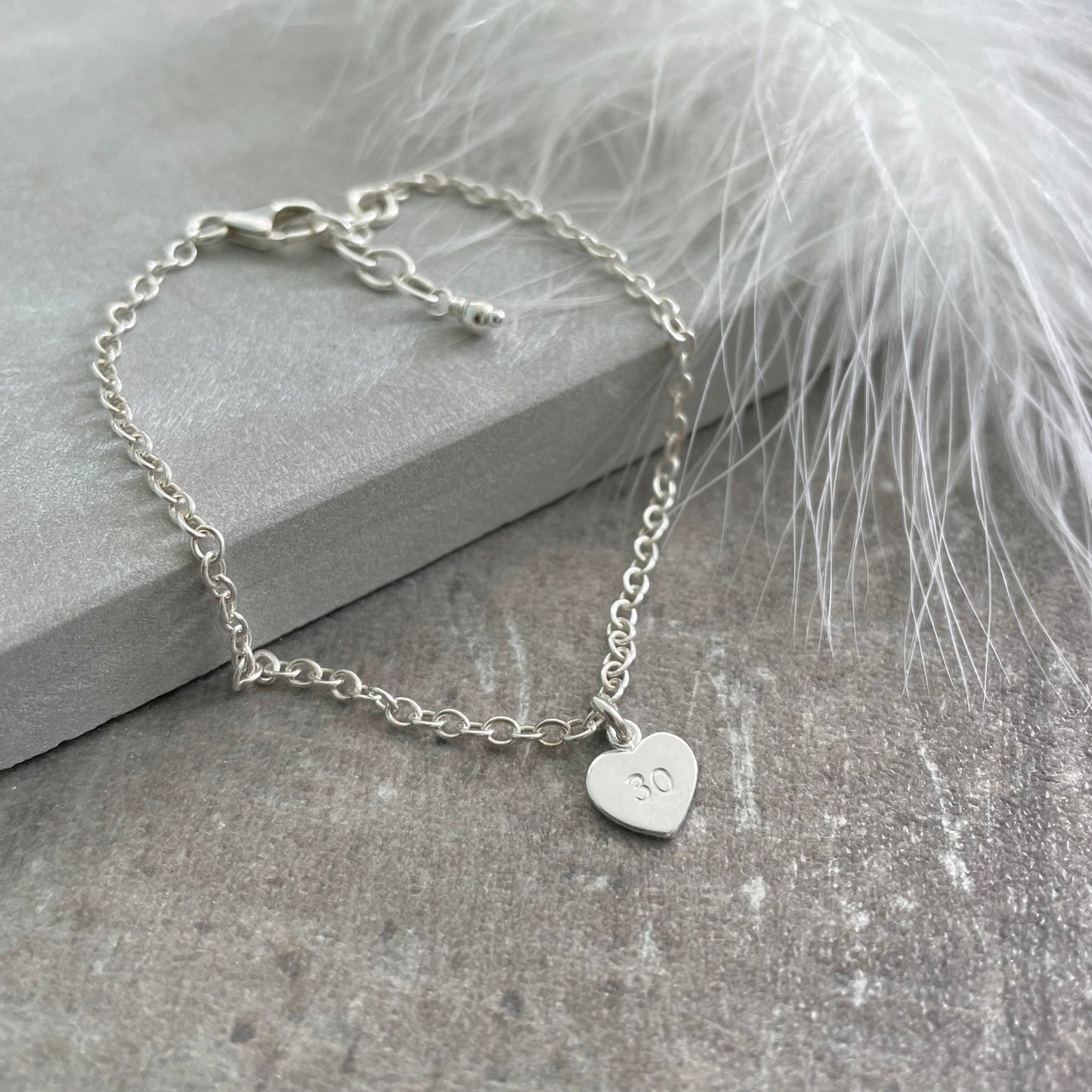 Dainty Milestone Birthday Bracelet, Sterling Silver Chain Age Jewellery for women