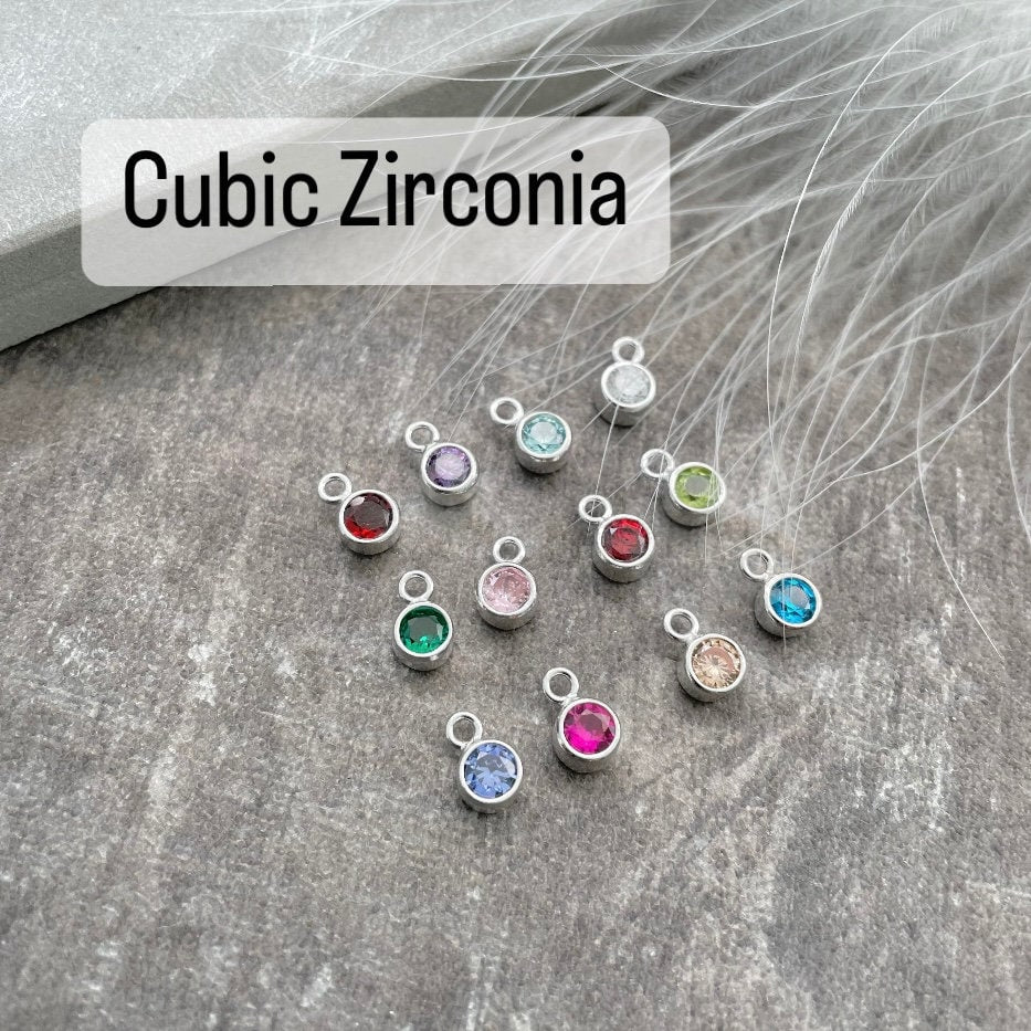 Personalised Cubic Zirconia Birthstone Charm Bracelet with Initials, Mothers Day Gift for Mum, Family Birthstone Jewellery, Mothers Day Gift