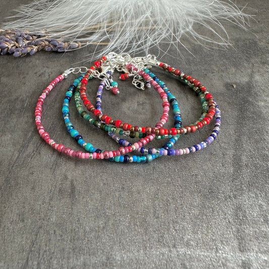 Set of 5 Thin Bracelets with seed beads