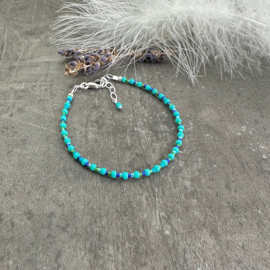 Aqua blue lime Bracelet with delica seed beads