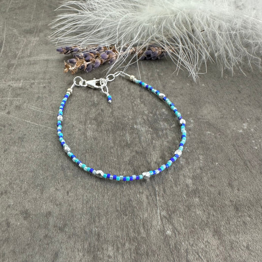 Blue Sparkle Bracelet with delica seed beads