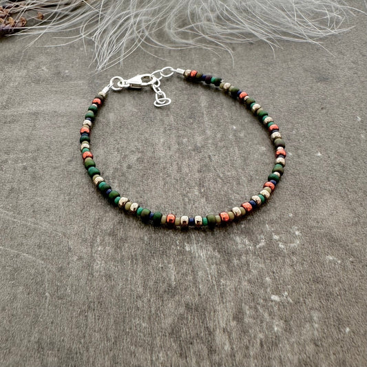 Autumn Green Bracelet with seed beads