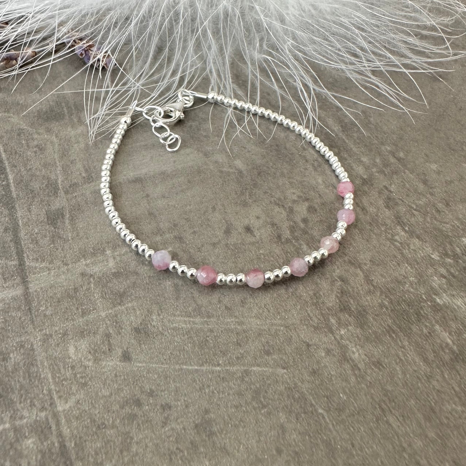 October Birthstone Pink Tourmaline Sterling Silver Bracelet