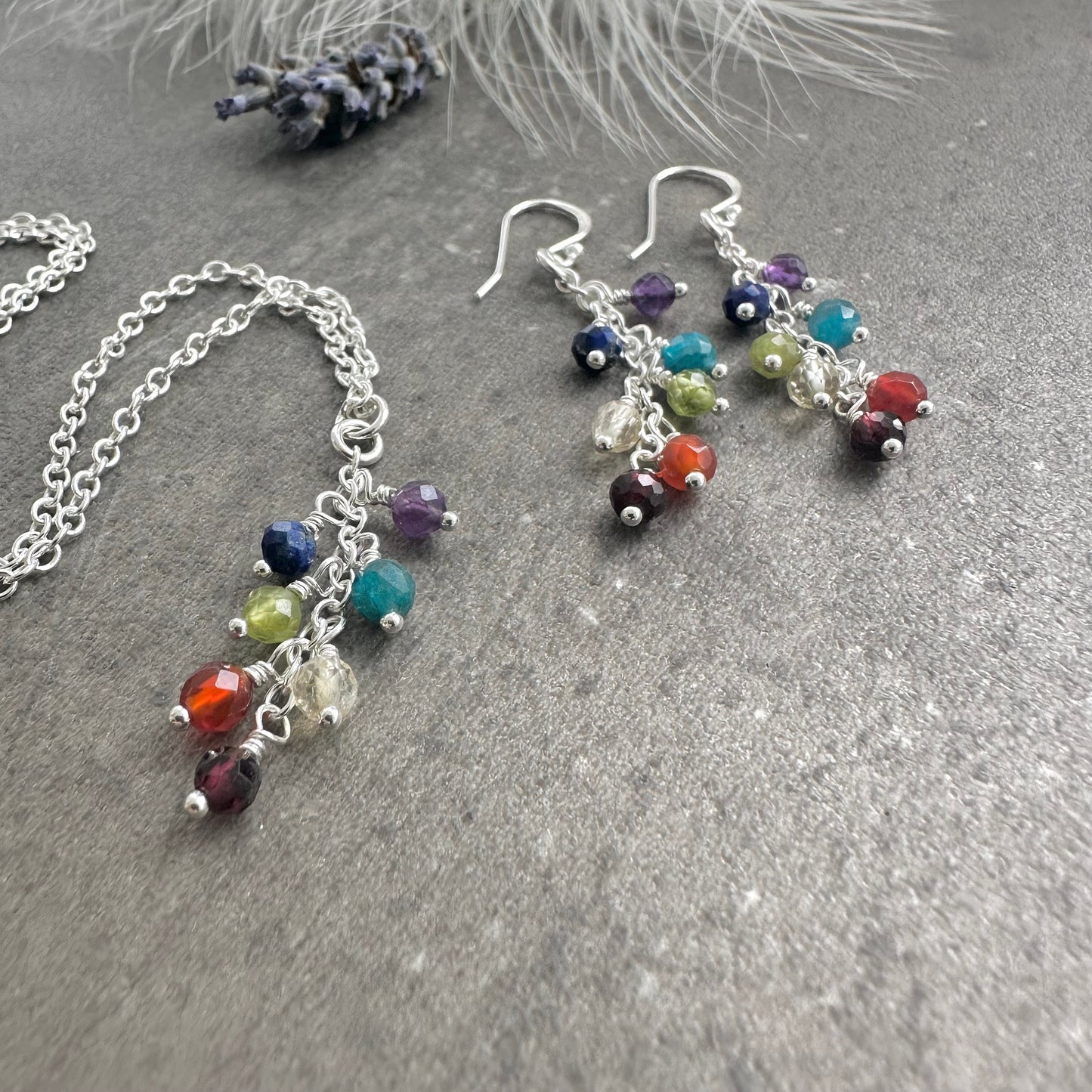 Gemstone Earrings, Rainbow Cascade Earrings