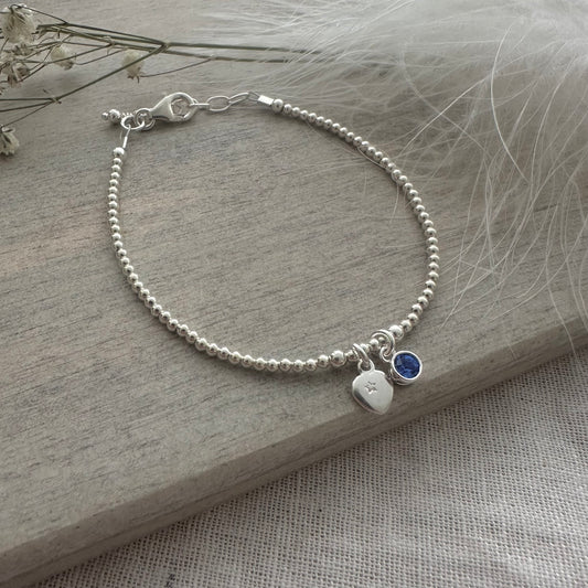 Sample sale blue crystal star on heart charm  bracelet  M
