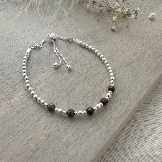 Sample garnet and slider end bracelet small through to medium and may fit large too
