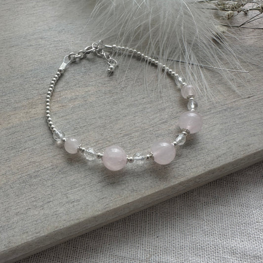 Sample sale bracelet rose quartz and crystal M